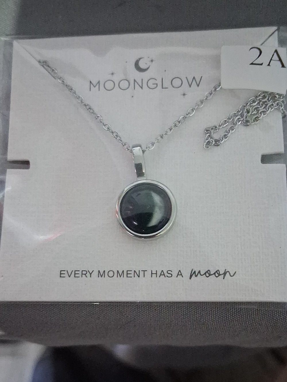 Silver Black Moonstone Pendant Necklace